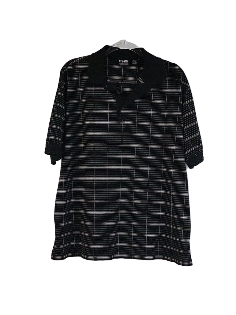 Ping Collection Men's Golf Textured Black Polo Shirt, Size Large